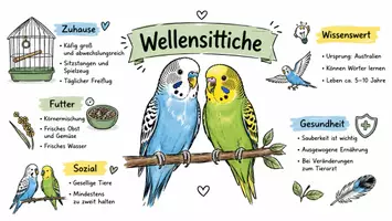 Vorschau - Arbeitsblätter - AB mit Fragen zum Thema "Wellensittich" + Lösungsblatt + Infografik - Seite 1