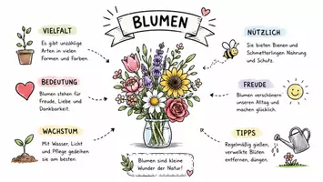 Vorschau - Arbeitsblätter - Arbeitsblatt zum Thema "Blumen" + Onlineübung & MP3 + Infografik - Seite 1