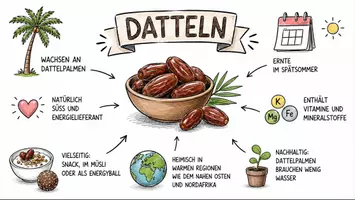 Vorschau - Arbeitsblätter - Arbeitsblätter "Datteln" + Lösung & MP3 + Infografik - Seite 1
