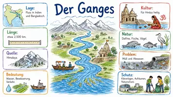 Vorschau - Arbeitsblätter - Lernposter + AB mit Fragen zum Thema "Ganges" + Lösungsblatt + Infografik - Seite 2