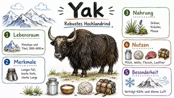 Vorschau - Arbeitsblätter - AB mit Fragen zum Thema "Yak" + Lösungsblatt + Infografik - Seite 1