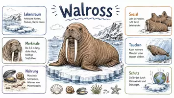 Vorschau - Arbeitsblätter - Arbeitsblätter zum Thema "Walrosse" + Lösung & MP3 + Infografik - Seite 1