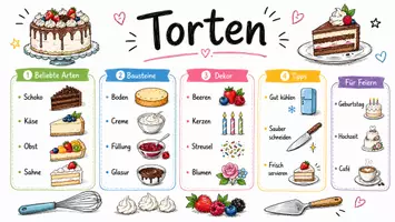 Vorschau - Arbeitsblätter - Arbeitsblätter zum Thema "Torten" + Lösung & MP3 + Infografik - Seite 1