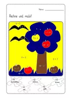 Vorschau - Arbeitsblätter - Rechenmalbild Addition im ZR 20 - Antiversion Rechnen und Malen - Deckblatt
