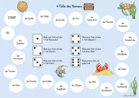 Vorschau - Arbeitsblätter - 4 Fälle des Nomens Würfelspiel Klasse 4 - Seite 1