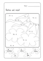 Vorschau - Arbeitsblätter - Rechenmalbild Subtraktion im ZR 20 - Antiversion Rechnen und Malen - Seite 1