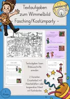 Vorschau - Stundenentwürfe - Textaufgaben Sachrechnen Wimmelbild Fasching Karneval Materialpaket - Seite 1