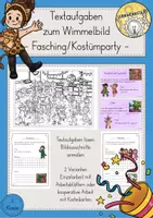 Vorschau - Stundenentwürfe - Textaufgaben Sachrechnen Wimmelbild Fasching Karneval Zahlenraum 1000 - Deckblatt