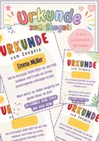 Vorschau - Arbeitsblätter - Urkunde zum Zeugnis - 3 Varianten - Deckblatt