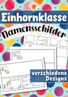 Vorschau - Mal- und Bastelvorlagen - Einhornklasse - Namensschilder (Klassentier) - Deckblatt
