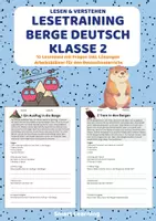 Vorschau - Stundenentwürfe - Leseverständnis Berge – Klasse 2 | 10 Lesetexte mit Fragen & Lösungen - Deckblatt