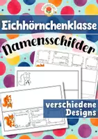 Vorschau - Mal- und Bastelvorlagen - Eichhörnchenklasse - Namensschilder (Klassentier) - Deckblatt