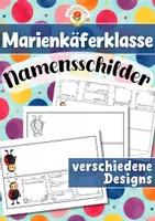 Vorschau - Mal- und Bastelvorlagen - Marienkäferklasse - Namensschilder (Klassentier) - Deckblatt