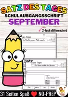anteprima - Esercizi - Sätze schreiben / Satz des Tages / Schüttelsätze (Schulausgangsschrift) schreiben Herbst Back to school Schulstart September Autunno Settembre Tedesco - Pagina di copertina