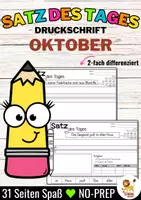 Aperçu - Feuilles d'exercices - Sätze schreiben / Satz des Tages / Schüttelsätze (Druckschrift) schreiben Herbst Halloween Oktober Automne Octobre Allemand - Page de couverture