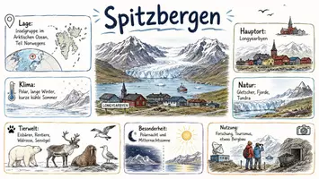 Vorschau - Arbeitsblätter - AB mit Fragen zum Thema "Spitzbergen" + Lösungsblatt + Infografik - Seite 1