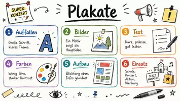 Vorschau - Arbeitsblätter - AB mit Fragen zum Thema "Plakate" + Lösungsblatt + Infografik - Seite 1