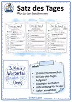 Vorschau - Arbeitsblätter - Satz des Tages - 10 Wochen Wortarten Übungsmaterial & Lösungen - Deckblatt