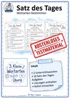 Vorschau - Arbeitsblätter - Satz des Tages - Wortarten bestimmen - kostenloses Kennenlernpaket - Deckblatt