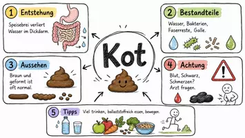 Vorschau - Arbeitsblätter - AB mit Fragen zum Thema "Kot" + Lösungsblatt + Infografik - Seite 1