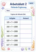 Vorschau - Arbeitsblätter - Ergänzen auf 1000 | Mathematik Klasse 3 | 6 Arbeitsblätter als PDF - Seite 2