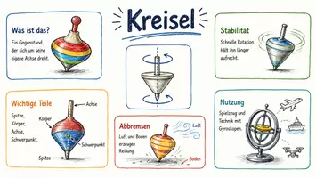 Vorschau - Arbeitsblätter - AB mit Fragen zum Thema "Kreisel" + Lösungsblatt + Infografik - Seite 1