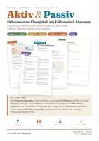 Vorschau - Arbeitsblätter - Aktiv und Passiv – Differenziertes Arbeitsblatt mit Erklärseite & Lösungen - Deckblatt