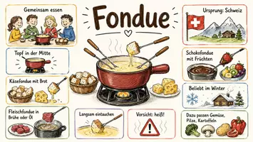 Vorschau - Arbeitsblätter - Arbeitsblätter zum Thema "Fondue" + Lösung & MP3 + Infografik - Seite 1