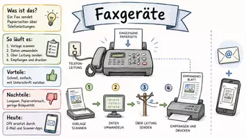Vorschau - Arbeitsblätter - AB mit Fragen zum Thema "Faxgerät" + Lösungsblatt + Infografik - Seite 1