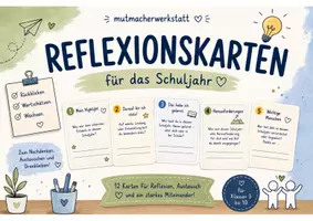 Vorschau - Poster - Reflexionskarten zum Schuljahresende | 12 Gesprächskarten für Morgenkreis, Stuhlkreis & Klassenrat - Deckblatt