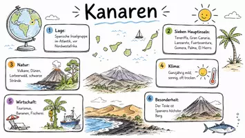 Vorschau - Arbeitsblätter - AB mit Fragen zum Thema "Kanaren" + Lösungsblatt + Infografik - Seite 1