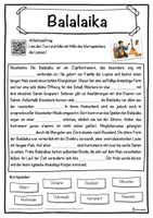 Vorschau - Unterrichtsreihen - Balalaika Lückentext mit Wortspeicher Hörverstehen und Suchsel - Seite 1