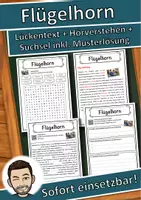 Vorschau - Unterrichtsreihen - Flügelhorn Lückentext mit Wortspeicher Hörverstehen und Suchsel - Deckblatt