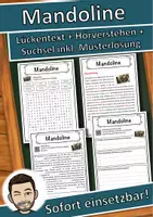 Vorschau - Unterrichtsreihen - Mandoline Lückentext mit Wortspeicher Hörverstehen und Suchsel - Deckblatt