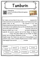 Vorschau - Unterrichtsreihen - Tamburin Lückentext mit Wortspeicher Hörverstehen und Suchsel - Seite 1