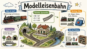 Vorschau - Arbeitsblätter - AB mit Fragen zum Thema "Modelleisenbahn" + Lösungsblatt + Infografik - Seite 1