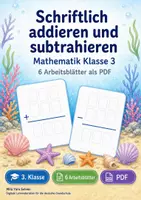 Vorschau - Arbeitsblätter - Schriftlich addieren und subtrahieren | Mathematik Klasse 3 | 6 Arbeitsblätter als PDF - Deckblatt
