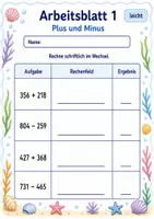 Vorschau - Arbeitsblätter - Schriftlich addieren und subtrahieren | Mathematik Klasse 3 | 6 Arbeitsblätter als PDF - Seite 1