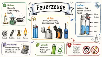 Vorschau - Arbeitsblätter - Arbeitsblätter "Feuerzeug" + Lösung & MP3 + Infografik - Seite 1