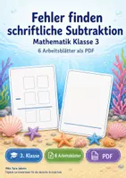 Vorschau - Arbeitsblätter - Fehler finden schriftliche Subtraktion | Mathematik Klasse 3 | 6 Arbeitsblätter als PDF - Deckblatt