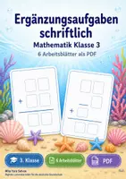 Vorschau - Arbeitsblätter - Ergänzungsaufgaben schriftlich | Mathematik Klasse 3 | 6 Arbeitsblätter als PDF - Deckblatt