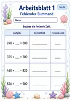 Vorschau - Arbeitsblätter - Ergänzungsaufgaben schriftlich | Mathematik Klasse 3 | 6 Arbeitsblätter als PDF - Seite 1