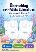 Vorschau - Arbeitsblätter - Überschlag schriftliche Subtraktion | Mathematik Klasse 3 | 6 Arbeitsblätter als PDF - Deckblatt