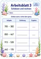 Vorschau - Arbeitsblätter - Überschlag schriftliche Subtraktion | Mathematik Klasse 3 | 6 Arbeitsblätter als PDF - Seite 3