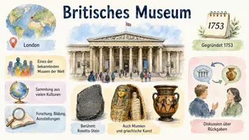 Vorschau - Arbeitsblätter - Arbeitsblätter zum Thema "Britisches Museum" + Lösung & MP3 + Infografik - Seite 1