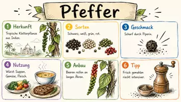 Vorschau - Arbeitsblätter - AB mit Fragen zum Thema "Pfeffer" + Lösungsblatt + Infografik - Seite 1