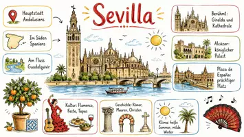 Vorschau - Arbeitsblätter - Arbeitsblätter zum Thema "Sevilla" + Lösung & MP3 + Infografik - Seite 1