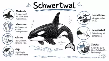 Vorschau - Arbeitsblätter - AB mit Fragen zum Thema "Schwertwal" + Lösungsblatt + Infografik - Seite 1