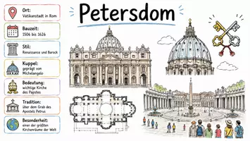 Vorschau - Arbeitsblätter - Arbeitsblätter zum Thema "Petersdom" + Lösung & MP3 + Infografik - Seite 1