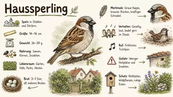 Vorschau - Arbeitsblätter - Arbeitsblatt "Haussperling" + Onlineübung & MP3 + Infografik - Seite 1